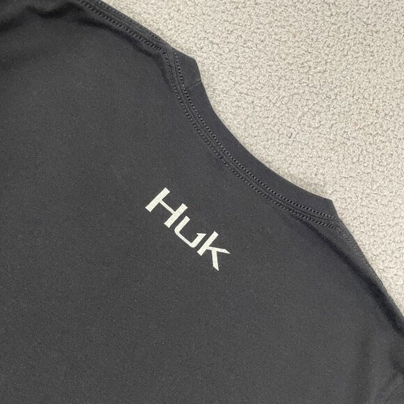 Huk Stacked Logo Tee Men L Black Fishing Short Sleeve Tee - Picture 5 of 9